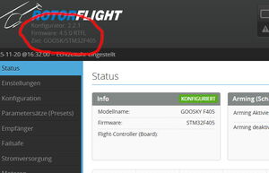 DasRF Board wird mit der Firmware 4.5.0 ausgeliefert.